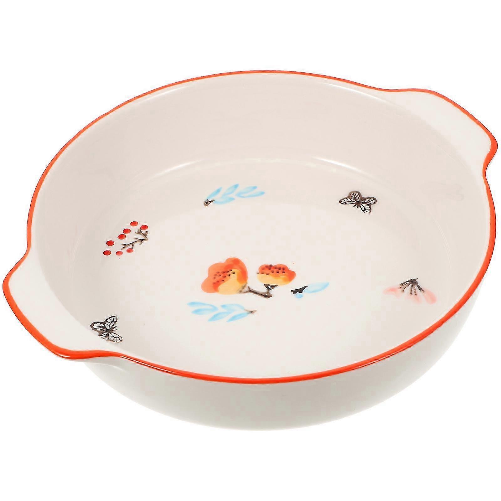 Ceramic Baking Dish for Kitchen Use with Double Handles 1 Piece