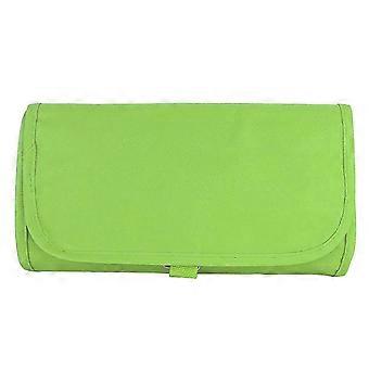 Hanging Travel Toiletry Bag Canvas Cosmetic Organizer with Hook, Foldable Wash Bag with Mesh Pouches for Vacation and Business Trip, Light Green