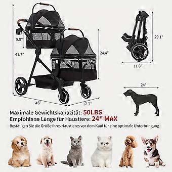 Doppelstock-Tierwagen - Hundeanhänger - Tierbuggy - Haustierwagen.