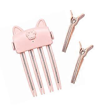 Two-Piece Heated Hair Lifting Set with Cordless Placement for Flat Root Sections and Top or Front Hair Shaping  Pink