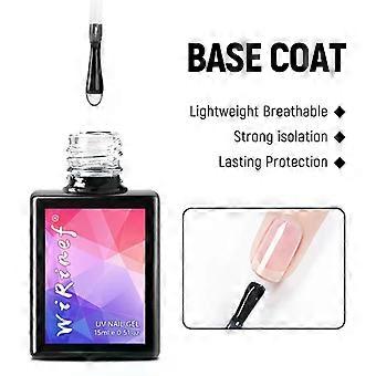Nail Base Coat Gel in a Rectangular Brush-Cap Bottle for Layered Gel Manicure Application