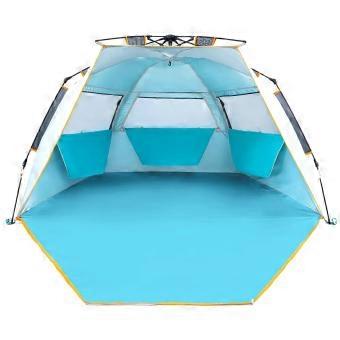 Strandtent voor 3-4 Personen met UPF 50+ en Ritssluiting, Blauw