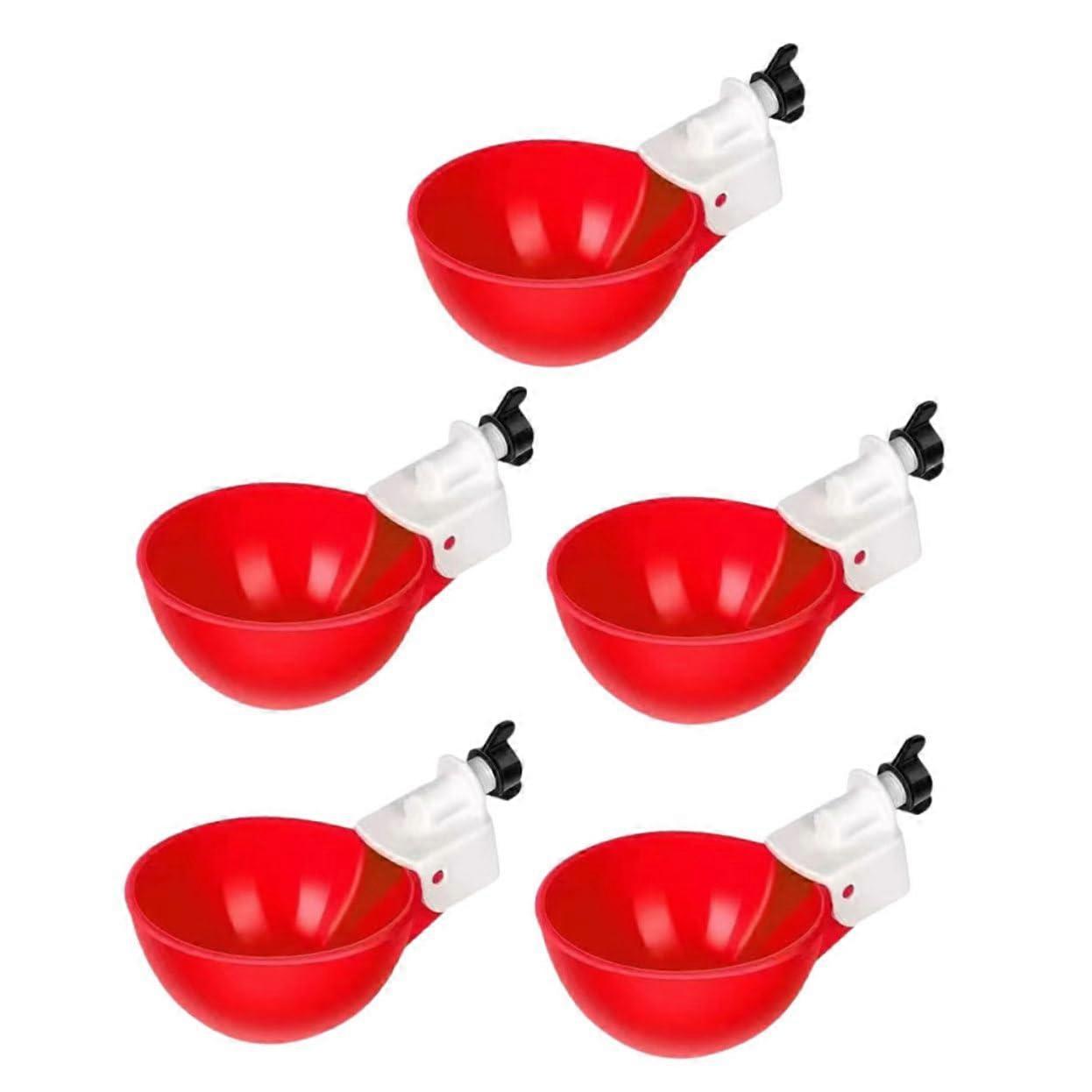 Automatic Chicken Waterer Set 5pcs Durable Plastic Poultry Drinking Cups Easy Clean Design