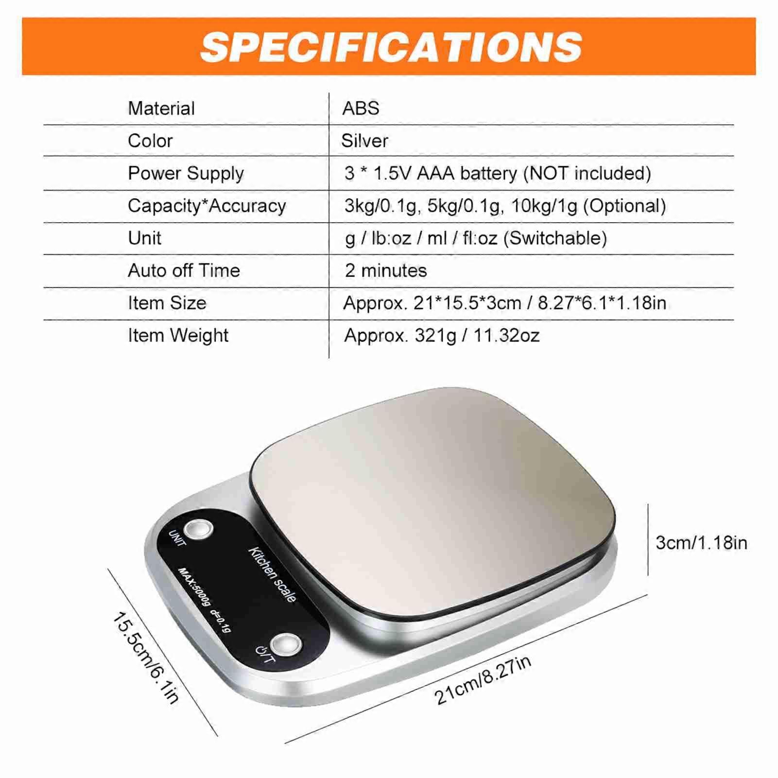 High Precision Digital Scale with Waterproof Surface 5kg/0.1g Portable Kitchen Scale Baking Scale