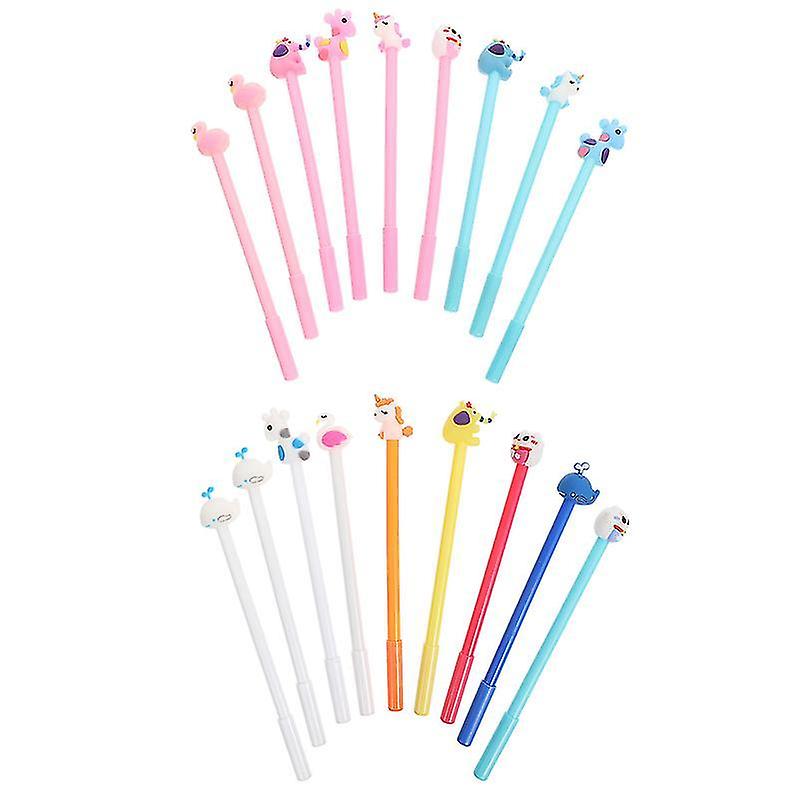 18X2.5x2.5cm Random Color Pen & Pencil Sets 18pcs Adorable Ink Pens Cartoon Animals Writing Pens Stu