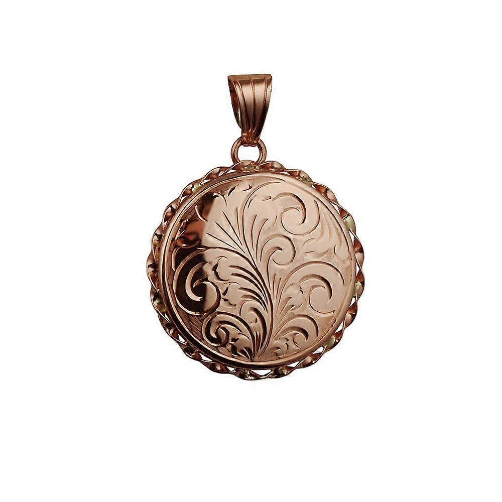 9ct Rose Gold 25mm twisted wire edge flat round Locket