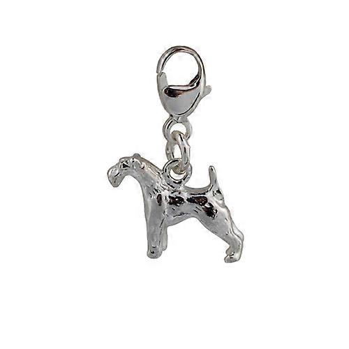 Silver 19x12mm Airedale Terrier Charm on a lobster trigger