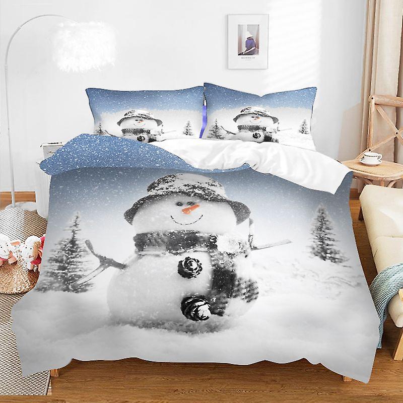Zwei- oder dreiteilige Weihnachten 3D gedruckte Bettbezüge Bettwäsche Set Geburtstag Weihnachten Geschenk Stil04