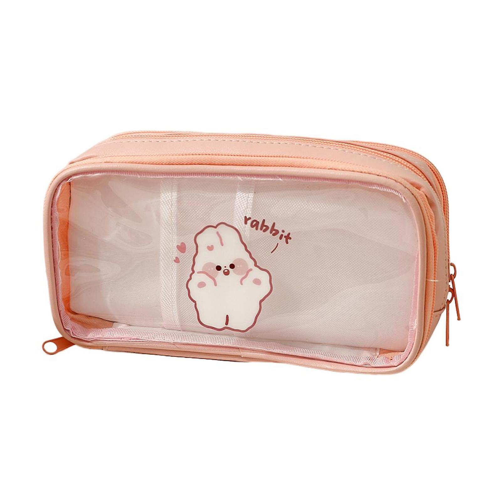 Mengxi Federmppchen Nette Cartoon Wasserdicht Staubdicht Transparente Lagerung PVC Groe Kapazitt Schreibwaren Tasche Schulbedarf