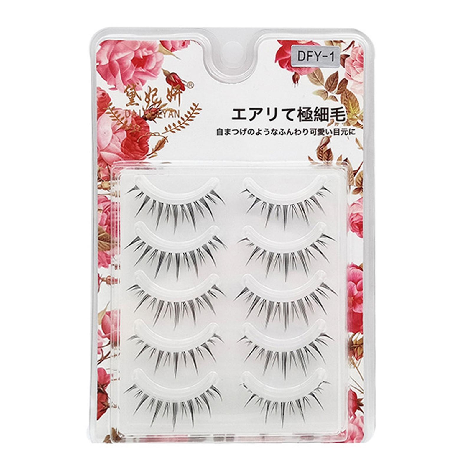5 Pairs Black False Eyelash Extensions Light Com