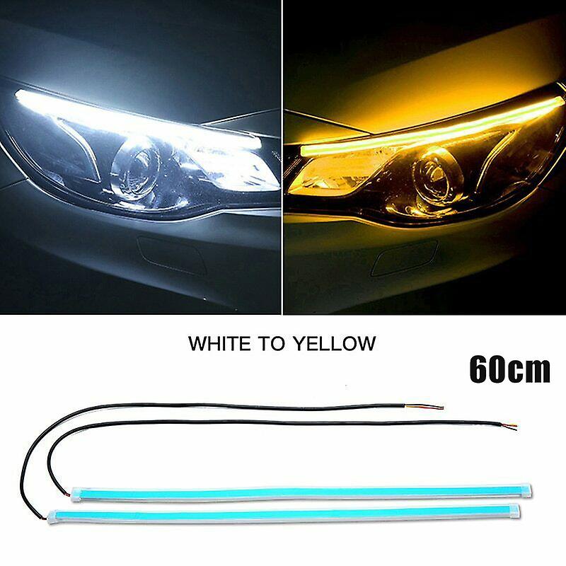2 Pcs Ultra Thin Car LED Lights Daytime Running Lights Flexible Soft Tube Strip Turn Signal