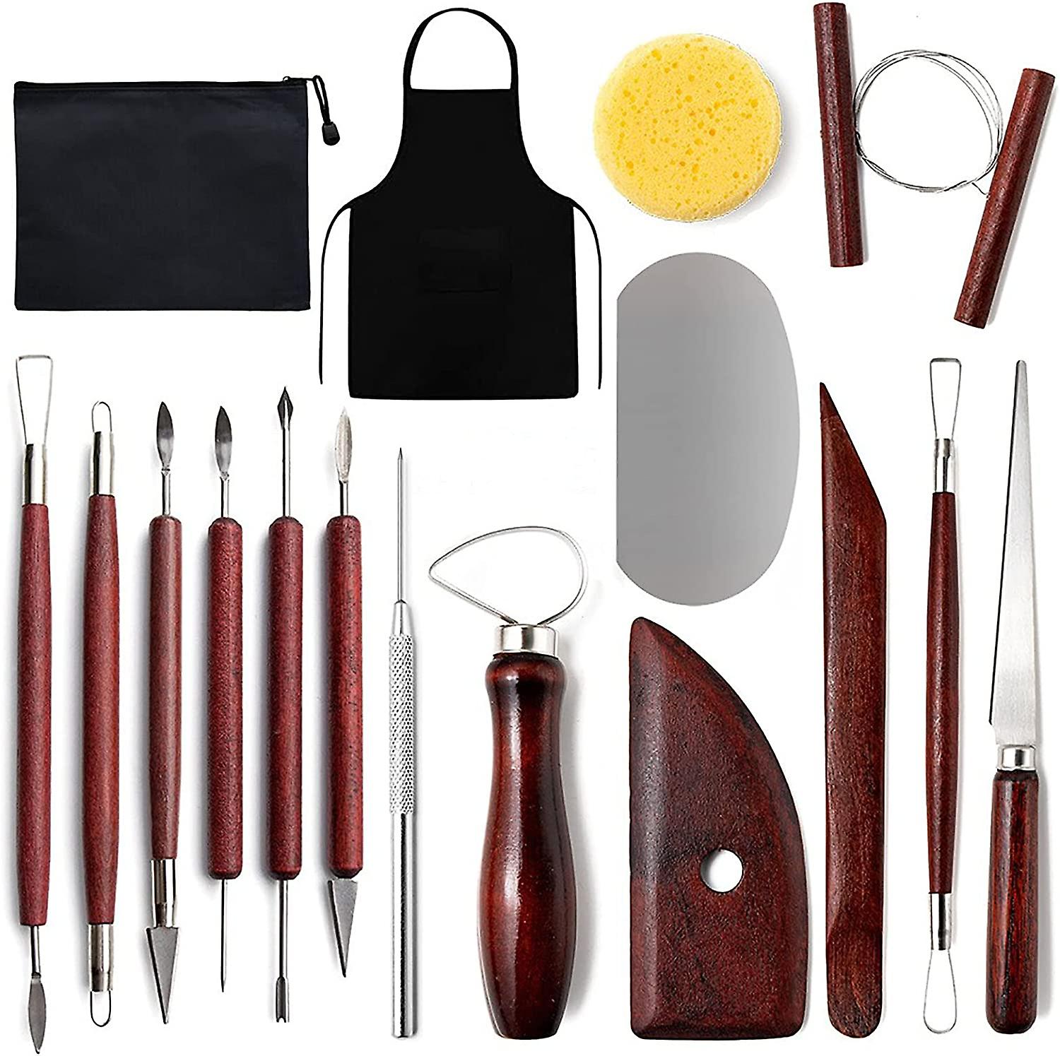 17 Piece Pottery Polymer Clay Sculpting Tools Kits With Wooden Handle