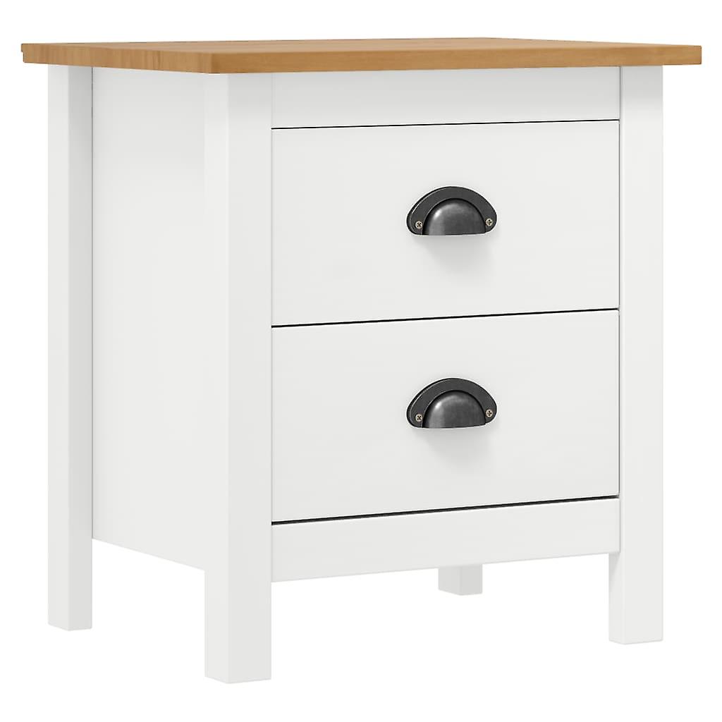 Bedside Table Hill White 46x35x49.5 cm Solid Pine Wood