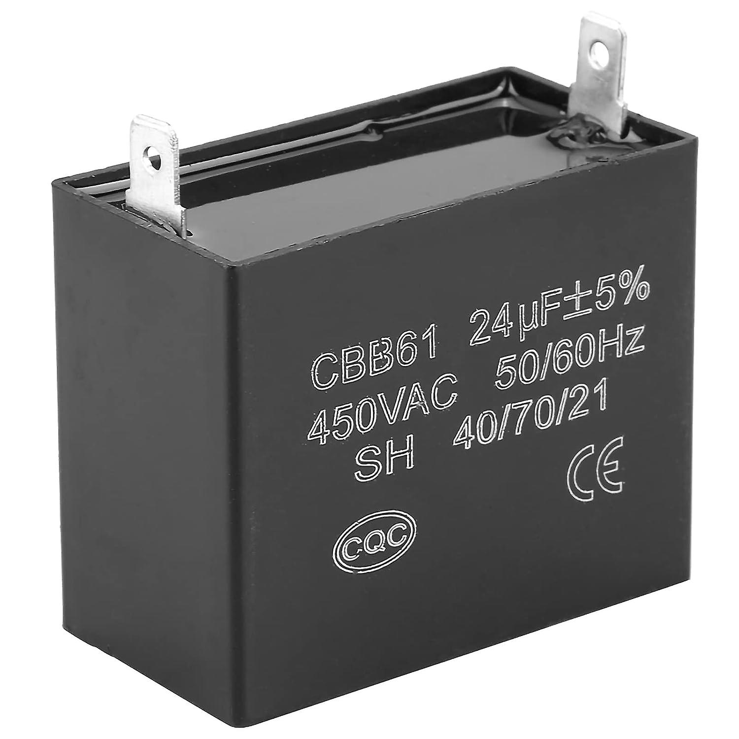 Cbb61 Run Capacitor 450v Ac 24uf Small Gasoline Generator Capacitor 2 Terminal Metallized Polypropylene Film Capacitors For Ceiling Fan Motor Running 