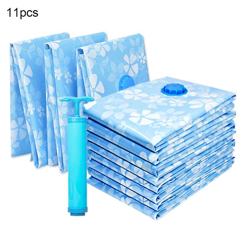 11Pcs Vacuum Storage Bag Reusable Hand Pump Compressed Clothes Pillow Organizer