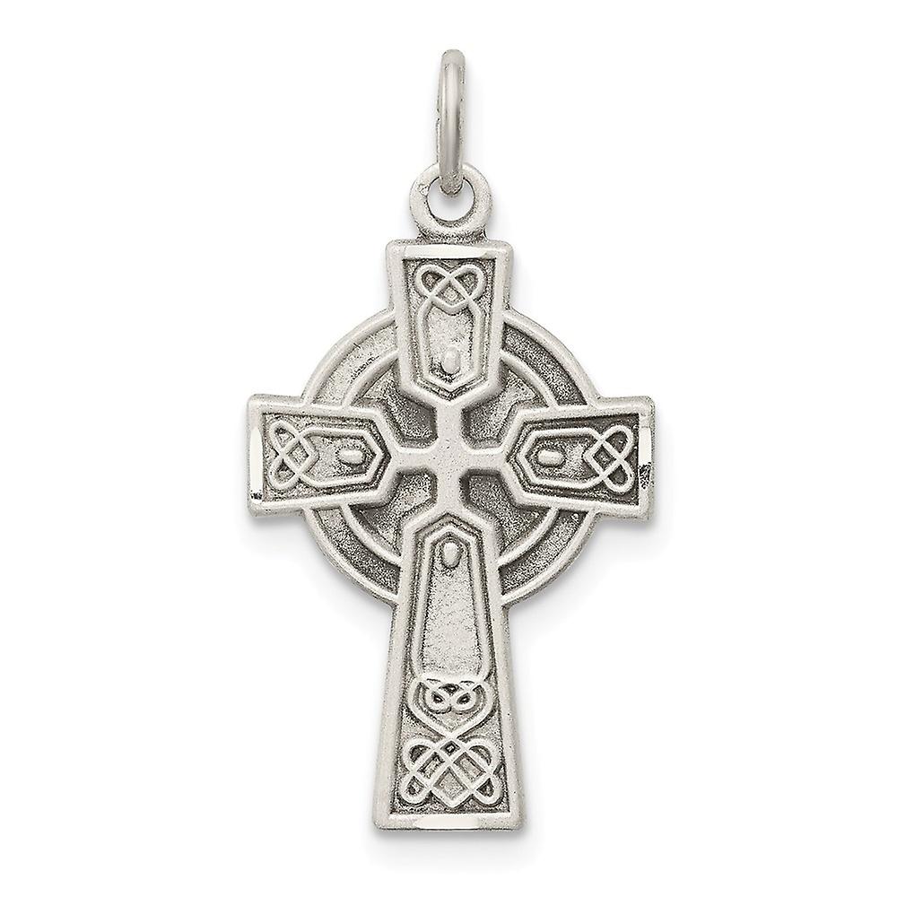 925 Sterling Silver Solid Polished and satin Oxidized Small Irish Claddagh Celtic Trinity Knot Religious Faith Cross Pen