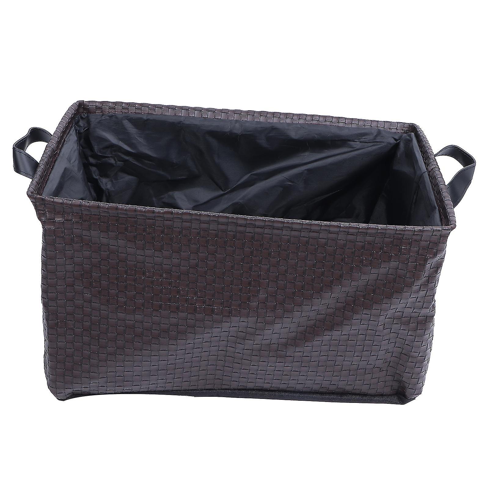 Foldable Storage Basket with Drawstring Dustproof Breathable Toys Clothes Organizer Brown