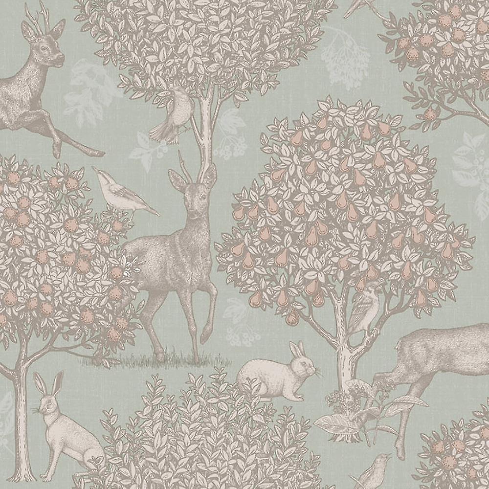 Arthouse Woodland Scene Sage Green Wallpaper