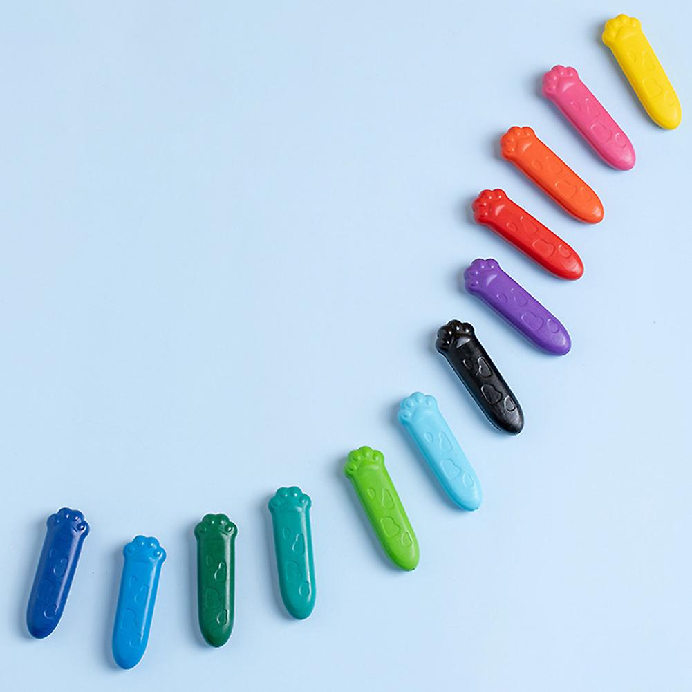 12pcs Crayons Set with Cat Paw Shaped Portable Colored Pencils Tools for Kids Painting