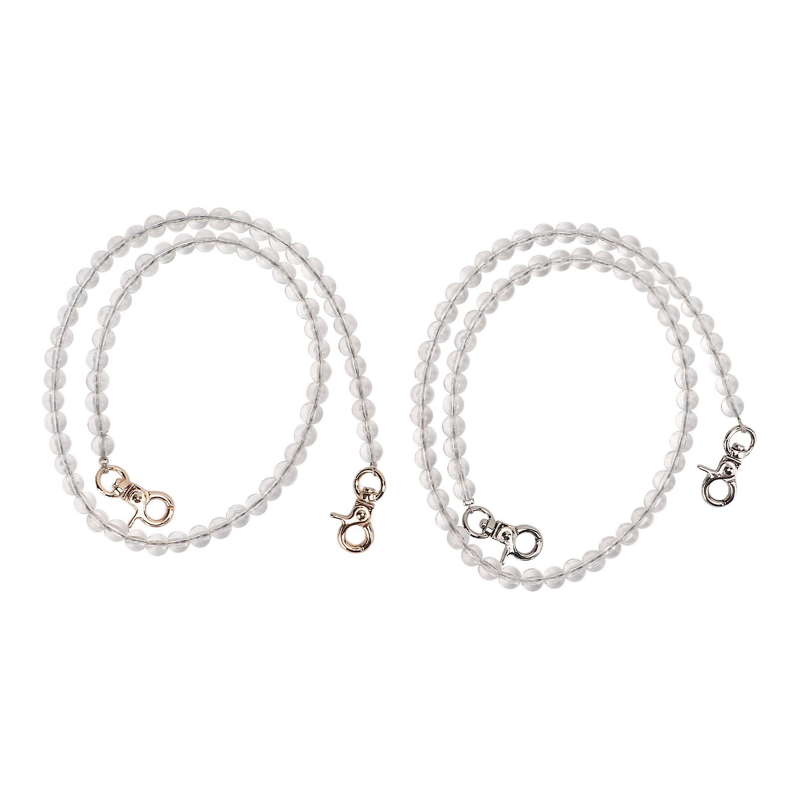 2pcs Bag Strap 60cm 24in Replaceable DIY Acrylic Transparent Beads Chain for Handbag