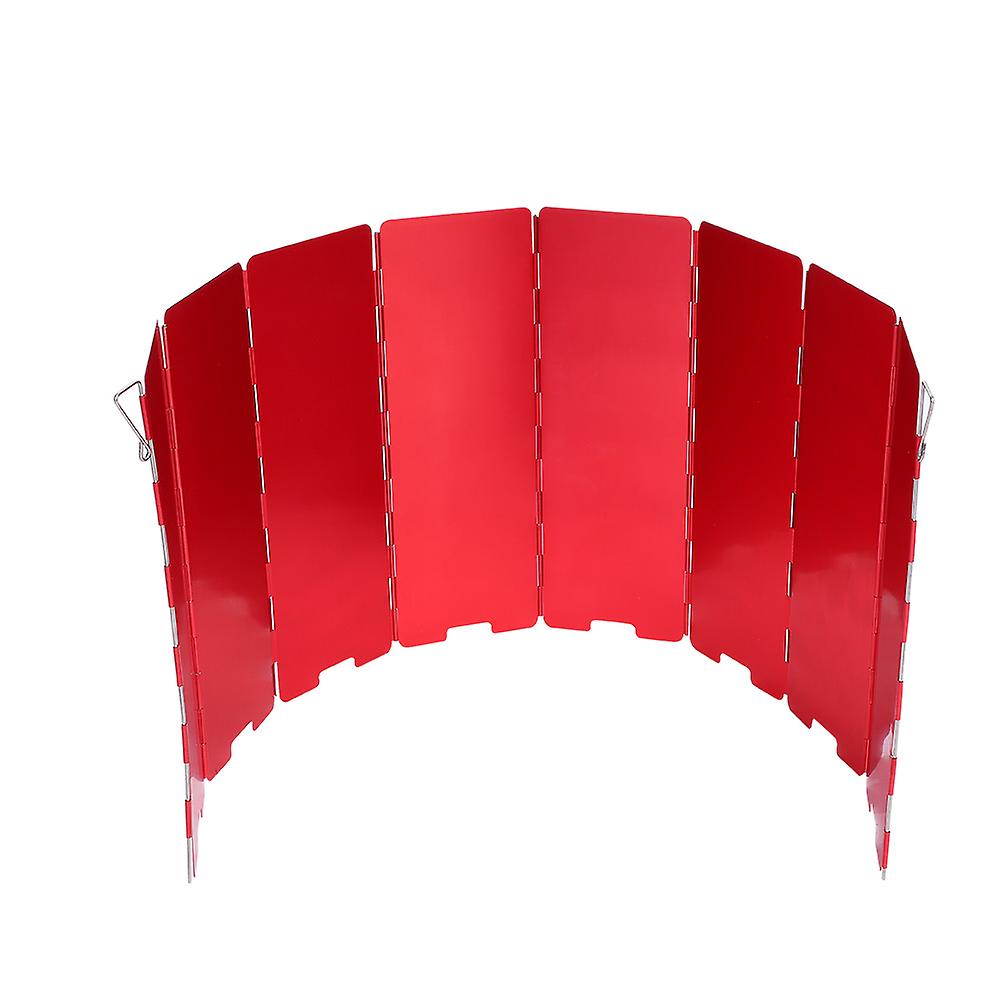 Red 8-Panel Foldable Windshield for Camping Stoves and Gas Cooking