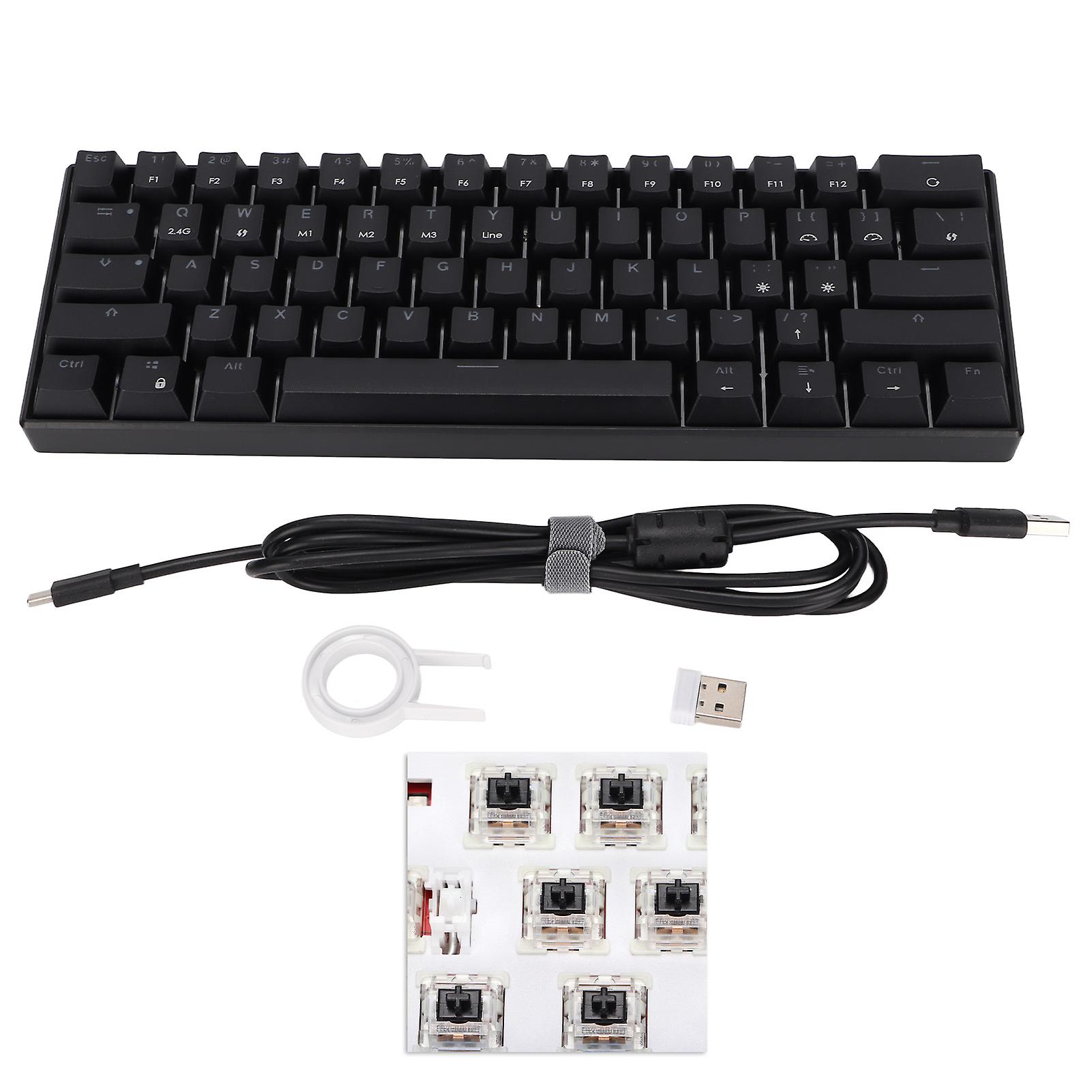 Mechanical Keyboard 61 Keys Wireless Ergonomic Rechargeable Gaming Keyboard Black Axis