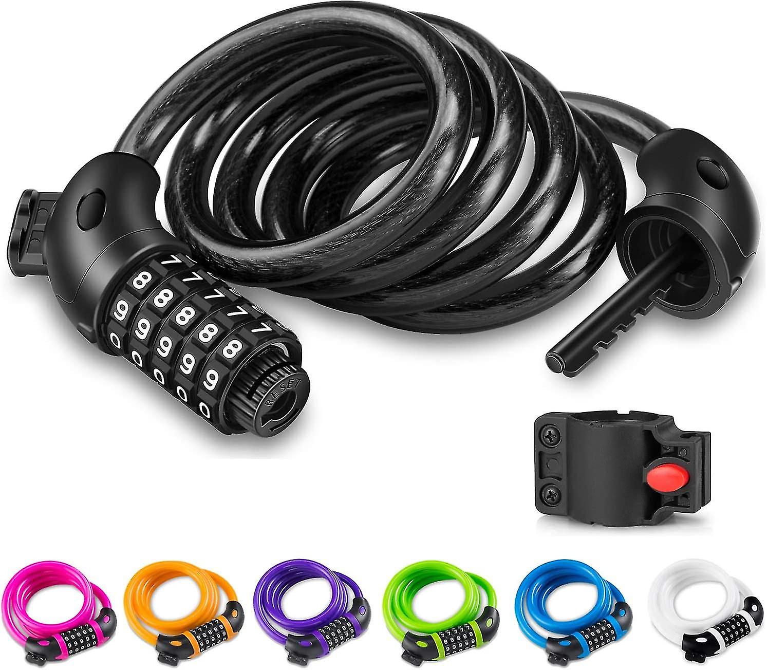 7 color Bike Lock With 5-digit Code Bicycle Lock Combination Cable Lock Lightweight & Security Bike Chain Lock For Bicycle, Mountain Bike, Scooter