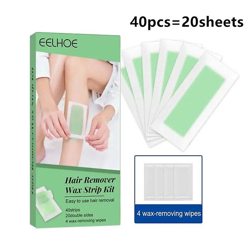 40pcs = 20sheets Επαγγελματικές αποτριχωτικές λωρίδες κεριού λωρίδες Μαντηλάκι αποτρίχωσης Διπλής όψης κρύα κομμάτια κεριού σε χαρτί για τα πόδια ~ 17515