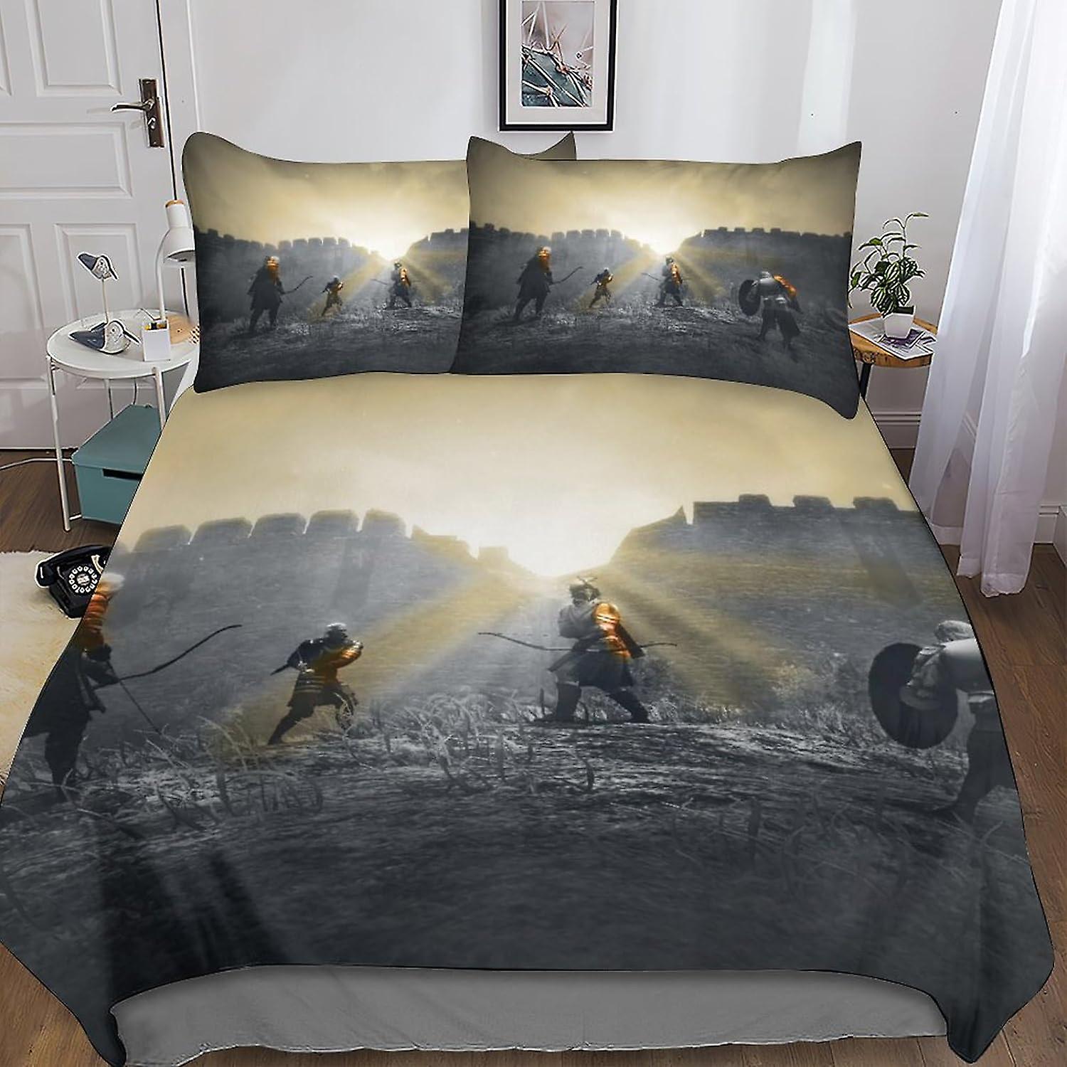 Entemah Game of Thrones påslakanset, 3D Fantasy Quilt Cover Sängkläder Set med örngott, mjuk mikrofiber för vuxna tonåringar 3 stycken