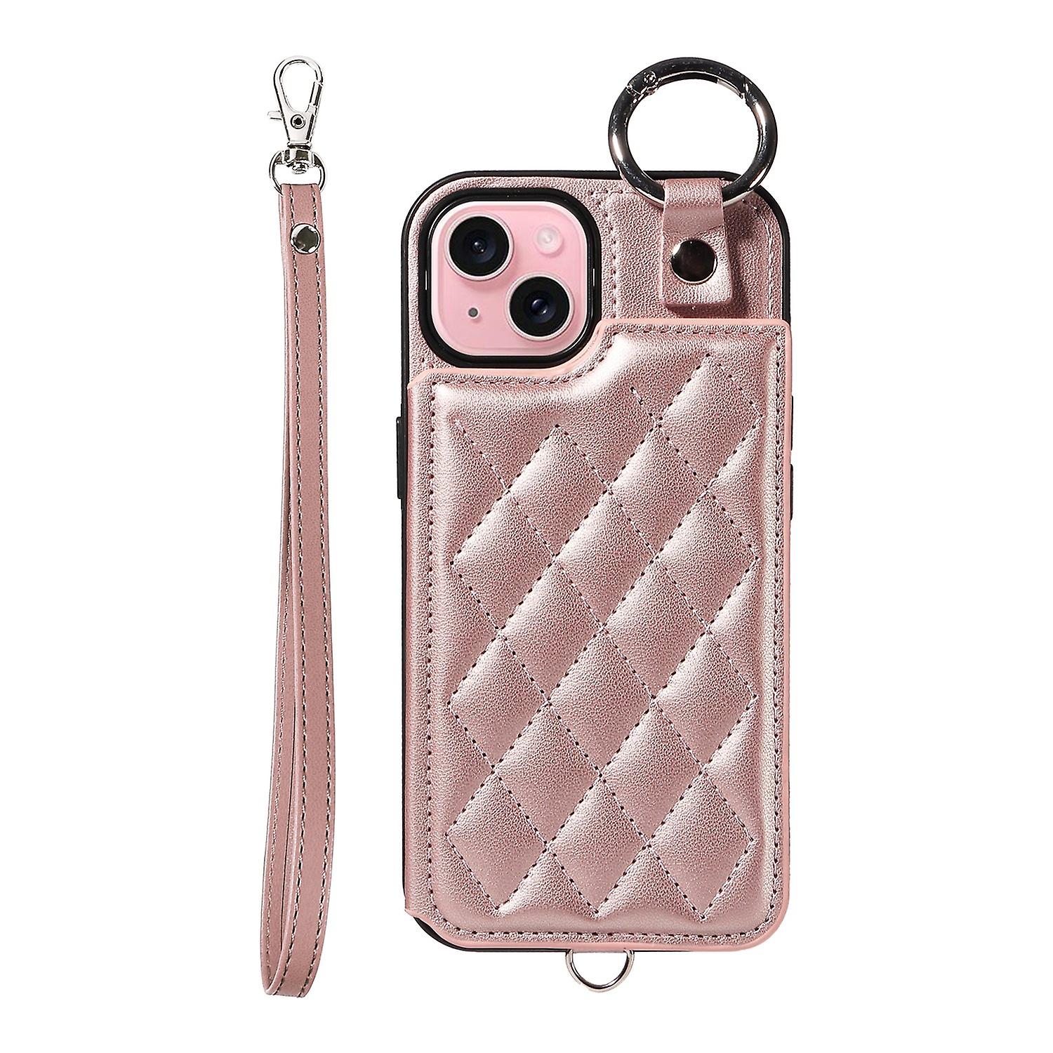 Rhombic Card Bag PU Case For iPhone 15