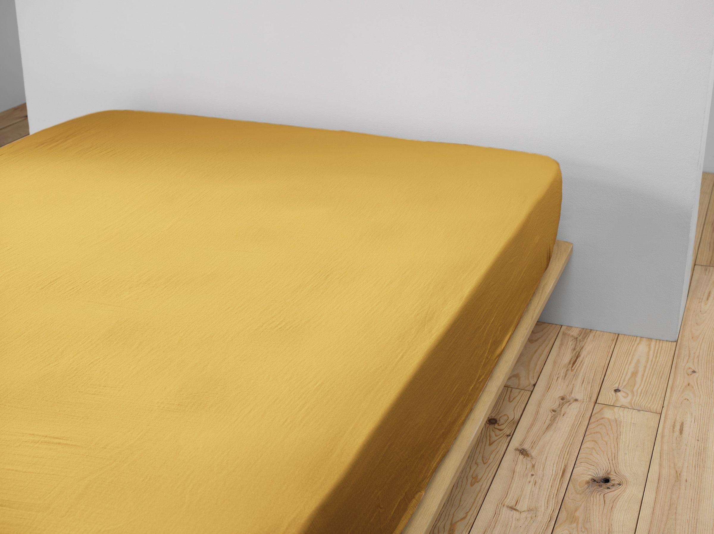 Fitted sheet 200 x 200 cm GAÏA Saffron