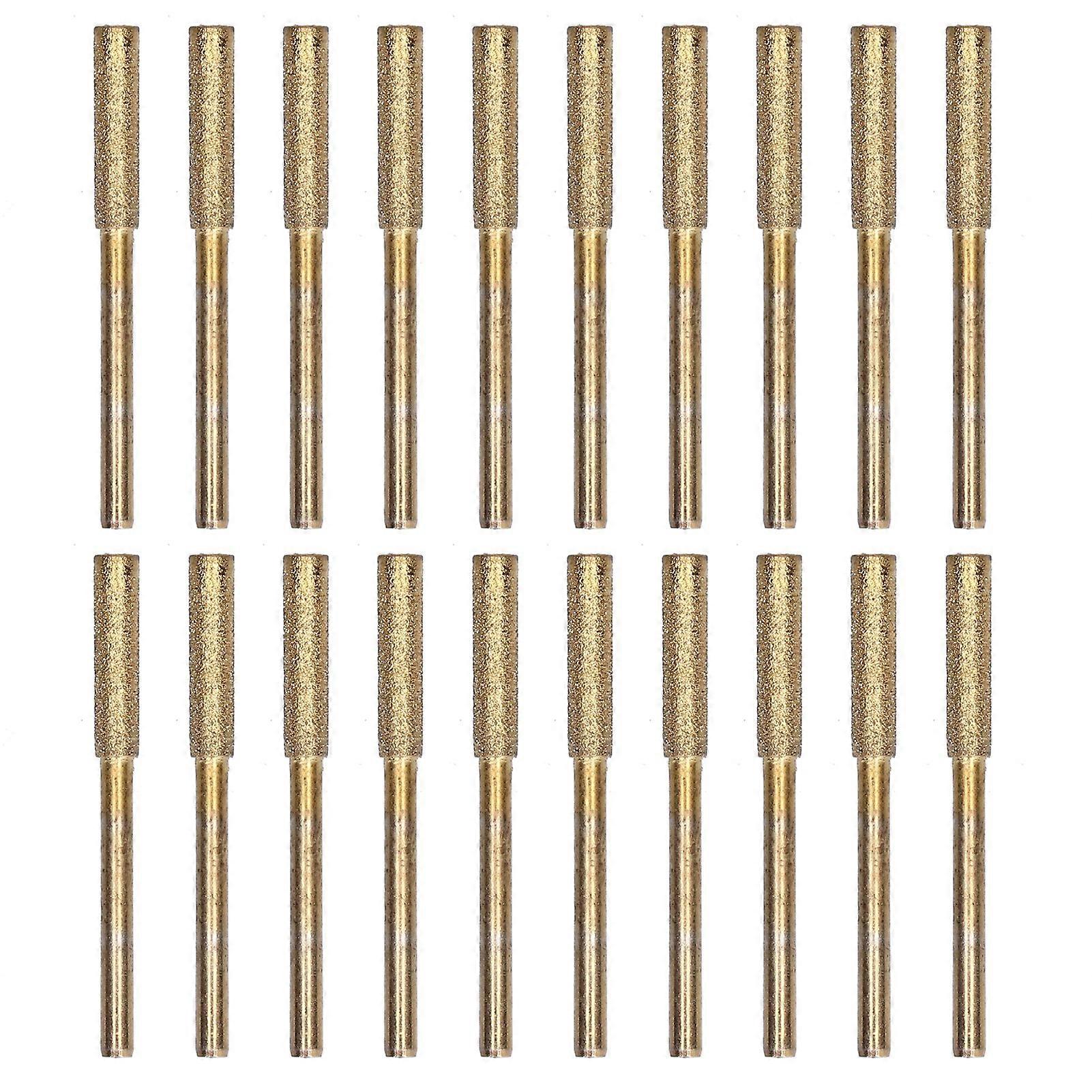 20Pcs Chainsaw Sharpener Burr Grinding Head Rotating File Sharpening Tool Set KitGold 4mm