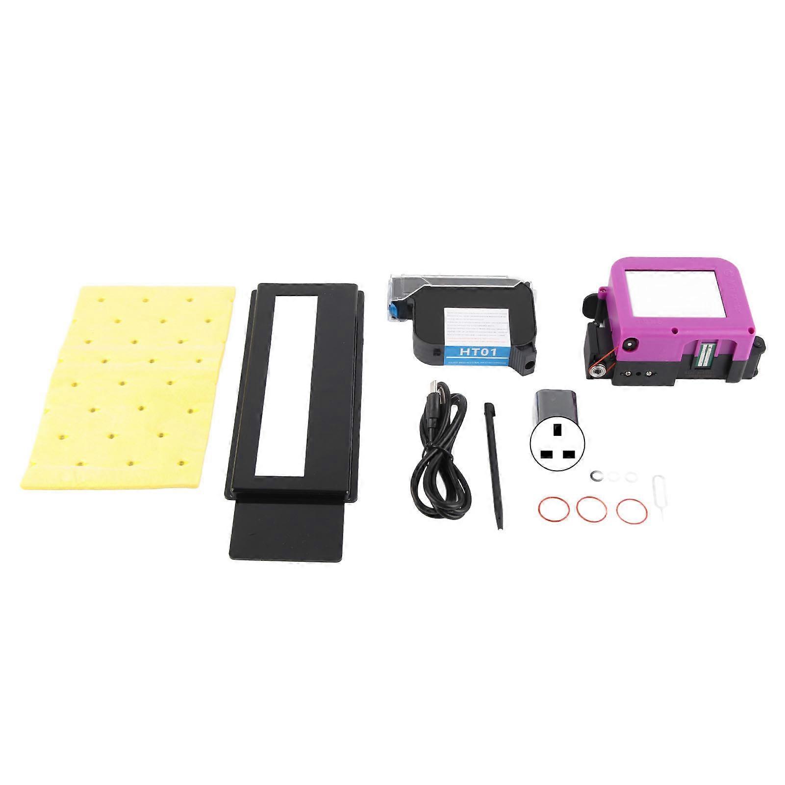 Handheld Inkjet QR Code Printer LED Color Touch Screen 4 Core CPU Inkjet Coding Machine 12.7mm UK Plug 100240V NO.9687