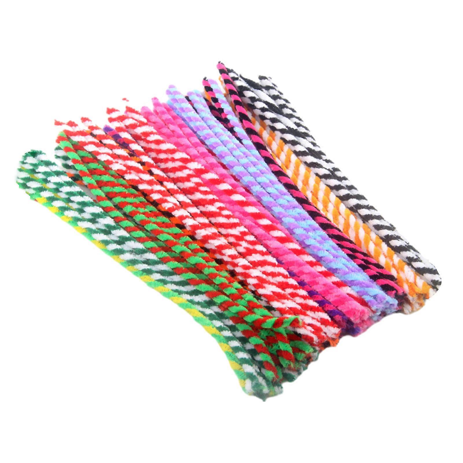 100Pcs Fuzzy Stick Contrast Color Easy to Twist Flexible Parent-child Interaction Cultivate Hands-on Ability Multipurpose Tube Cleaner Fuzzy Chenille