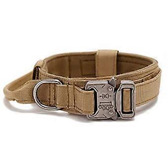 Adjustable Dog Collar Comfortable Breathable Pet Dog Collar with Metal Buckle And D Ring for Training Medium Large Dogs Khaki M