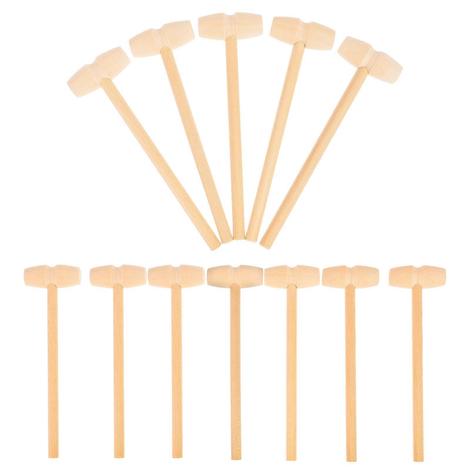 12pcs Kid Wood Mallet Toy Mini Hammer Child Solid Wood Mallet Wood Hammer Toy (Style 1)