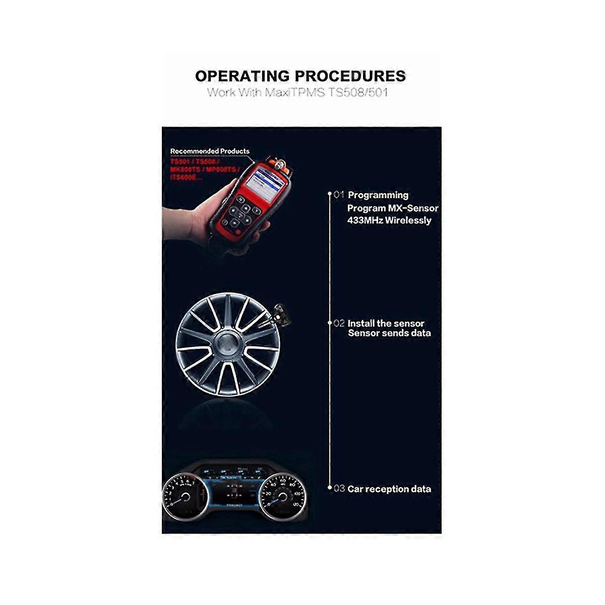 4st programmerbar Tpms-sensor 433mhz 315mhz sensor Universal 2 i 1 för däcktrycksövervakning Sy