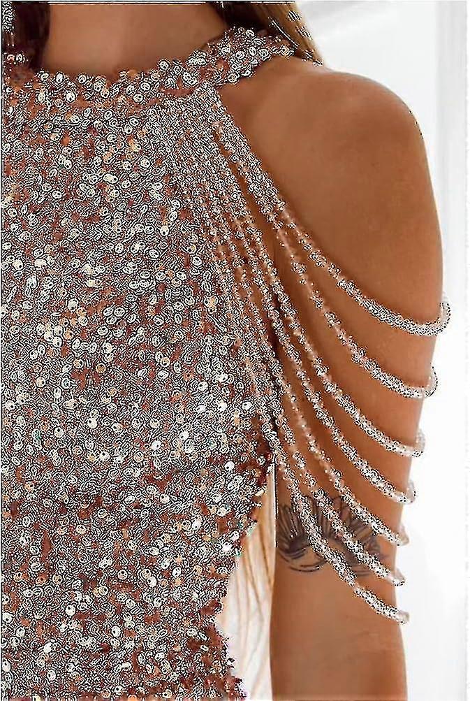Gold Elegant Sequin Off-Shoulder Party Dress