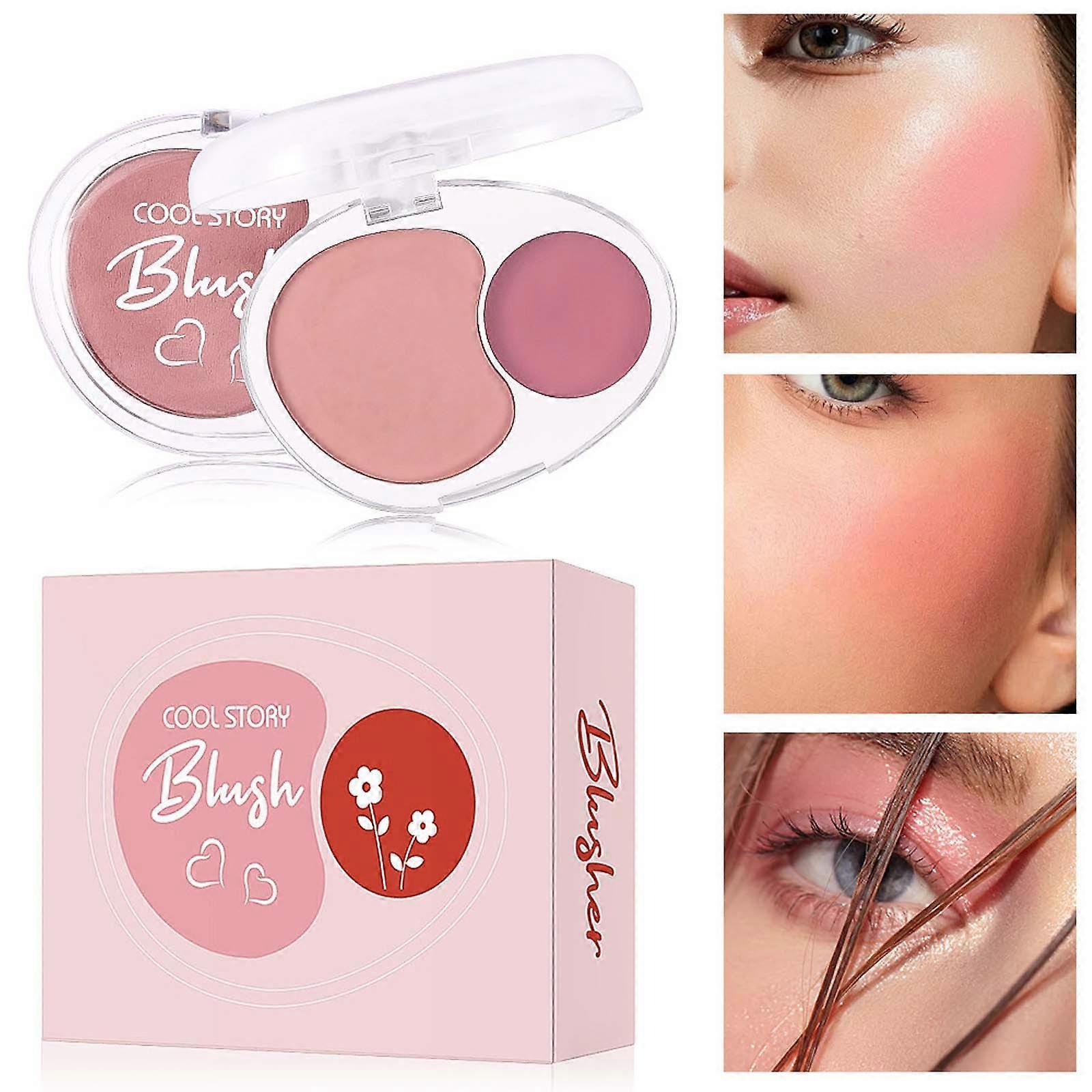 Two-color blush mud: soft and sticky texture, face brightening, contouring blush.