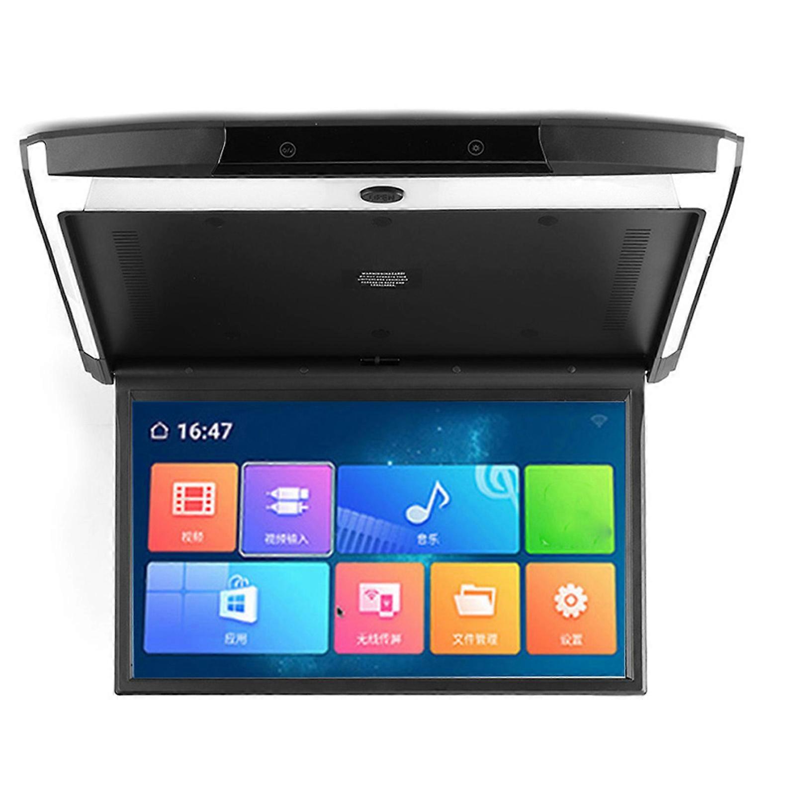 17.3in IPS Flip Down Monitor 1080P Ceiling Mount Bluetooth TV WIFI HDMI USB SD FM MP5 Speaker Player for Android 8.1