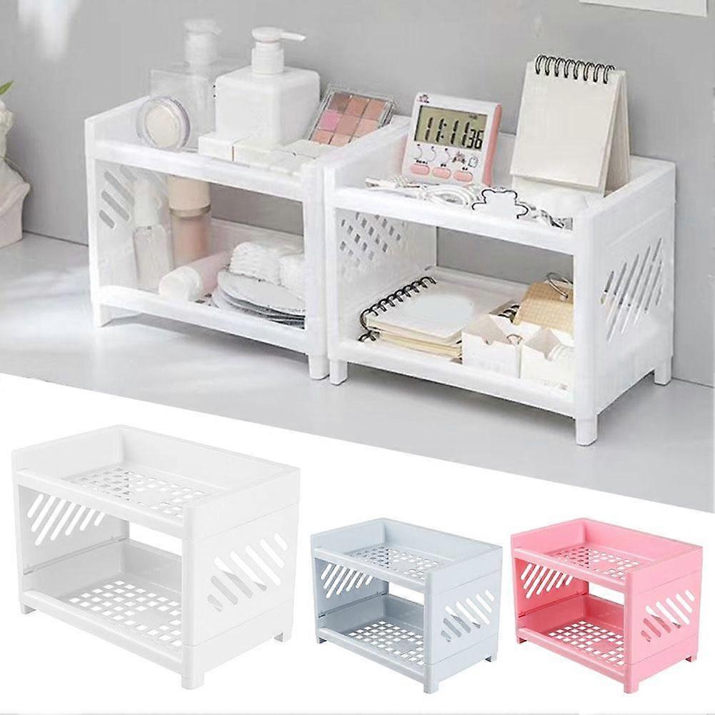 PP Desktop Double Layer Storage Rack Rectangular Organizer