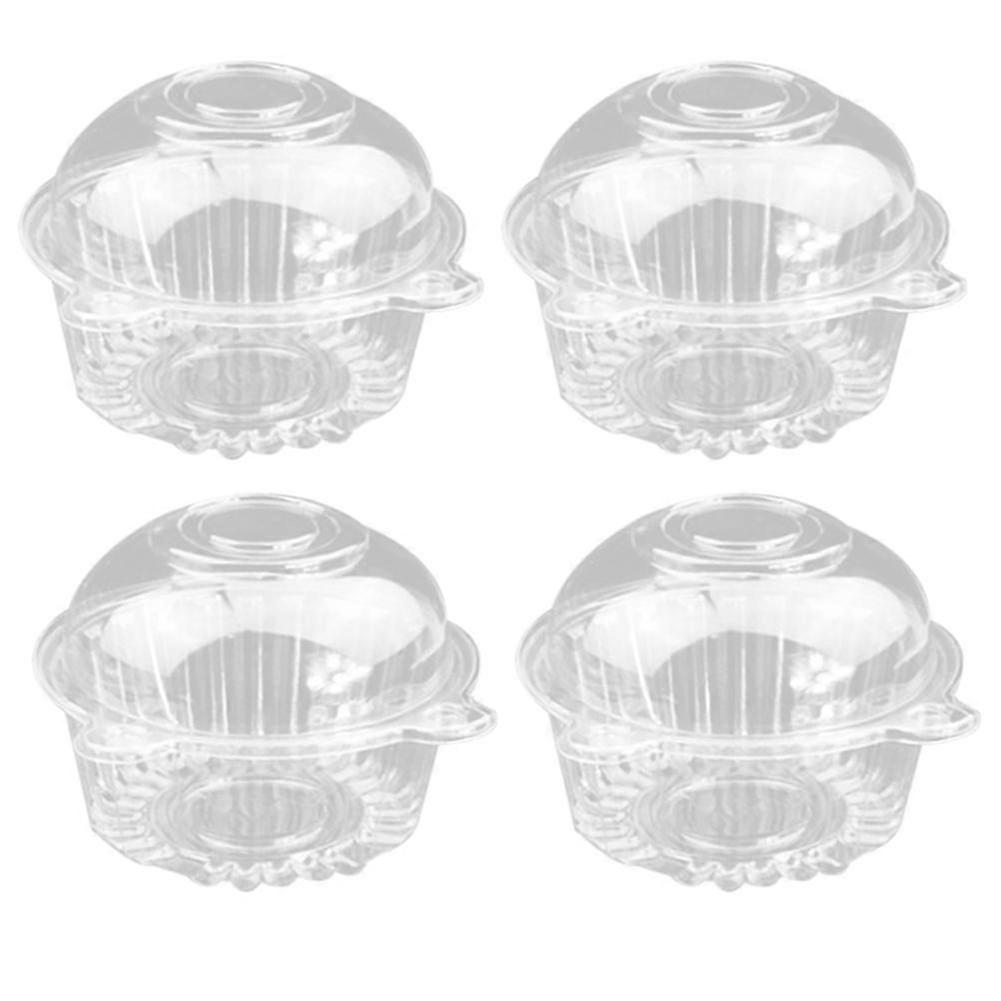 100 piezas de plástico transparente Single Cupcake Cake Box Muffin Dome Holder Box