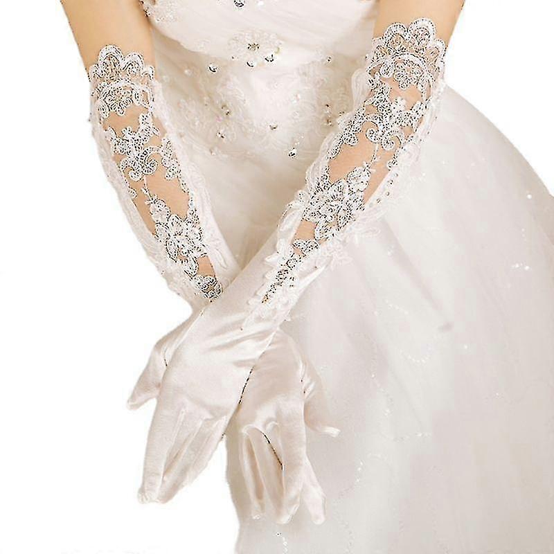Frauen Hochzeitshandschuhe Lange Tll Braut Spitze Weie Handschuhe |  Fruugo DE