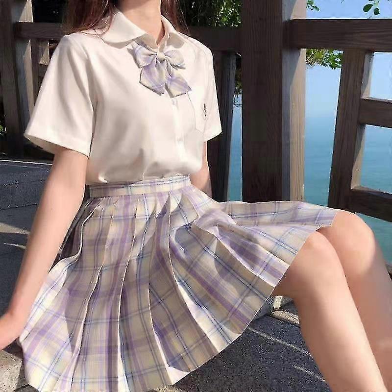 Jk Uniform Full Set κεντημένο πουκάμισο Πλισέ φούστα