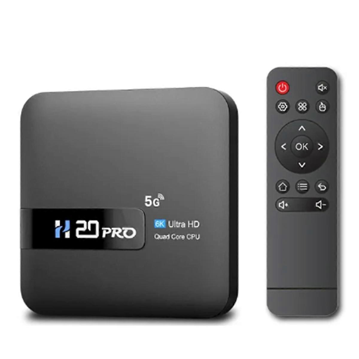 H20PRO Smart Android TV Box Android 10 2 Go 16 Go 6K Media Player TV Box Android 2.4 & 5G WIFI Très Rapide 1080P EU Plug