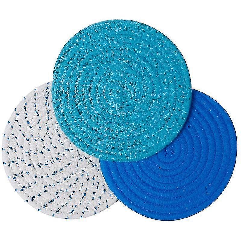 potholders trivets set thread weave coasters, compatible with baking blue series