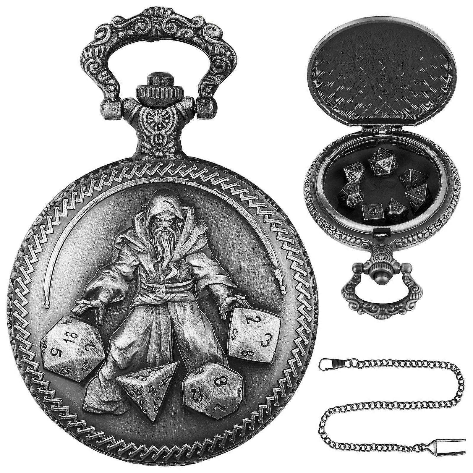 Pocket Watch Dice Dnd Dice Case For Dungeons And Dragons Dice Gifts Polyhedral Mini Metal Dnd Dice Set With Pocket Watch Shell