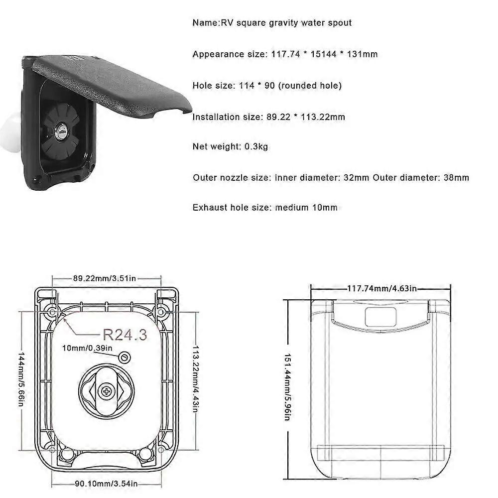 Camper Gravity Water Inlet With Magnetic Cover RV Fresh Water Fill Hatch Inlet Filter Lockable RV Water Inlet Cover Trailer Tank
