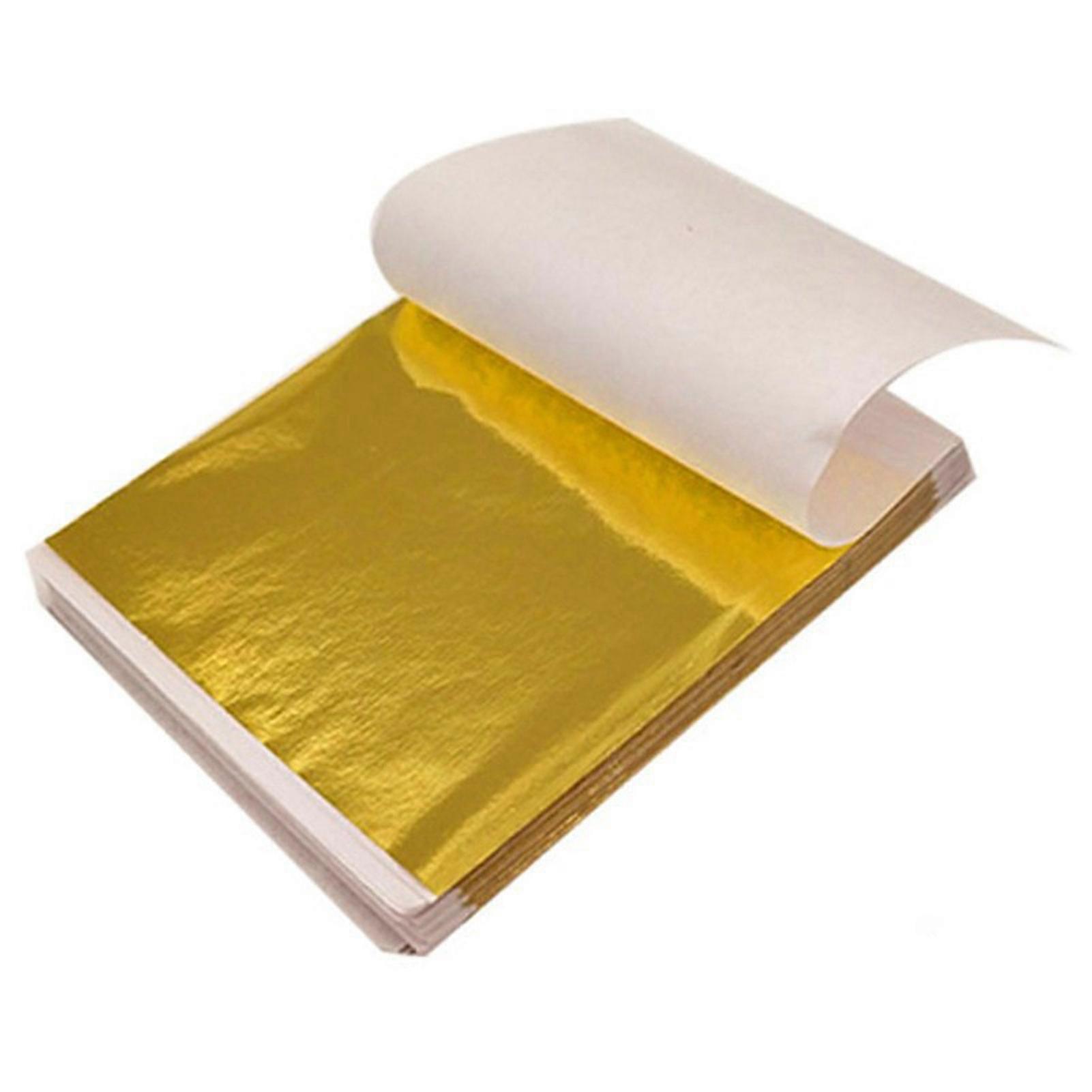 100 Sheets Crafts Gold Foil Paper Leaf Multifunctional Decorative Gold Foil Sheets for DIY Art Decoration