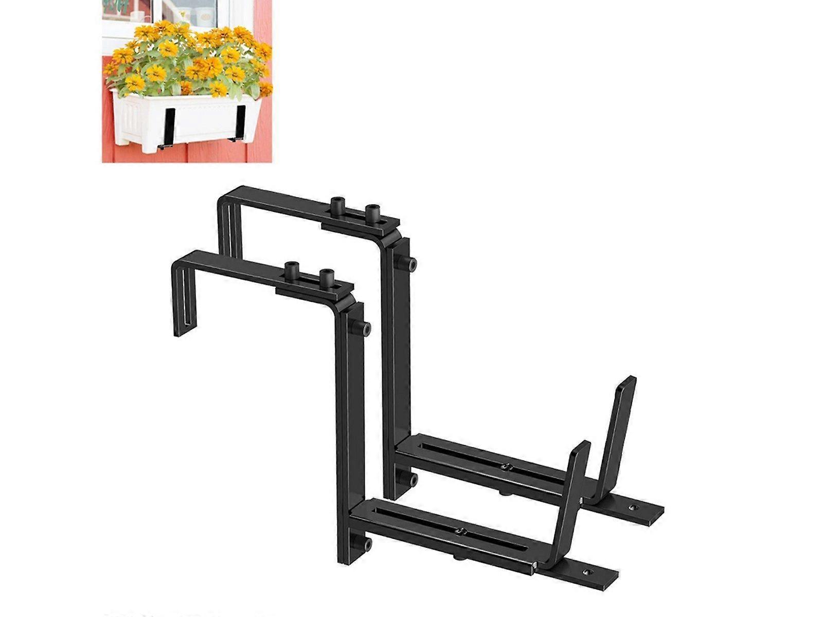 2Pcs Adjustable Railing Planter Box Brackets Wall Mounted Flower Baskets Holder